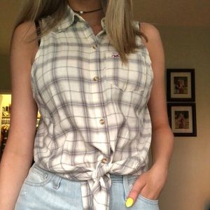 Hollister plaid tie up tank